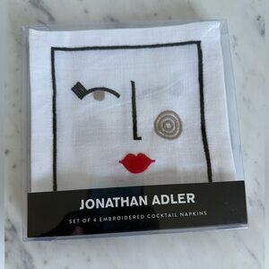 Jonathan Adler Mr. & Mrs. Muse Embroidered Cocktail Napkin Set of Four